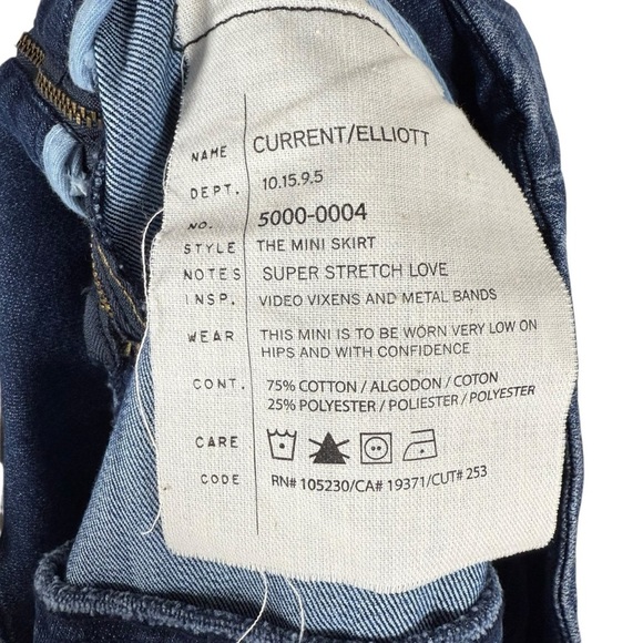 VINTAGE Y2K Current/Elliott Low Rise Denim Mini Skirt in Blue Size S (1) - Picture 6 of 10